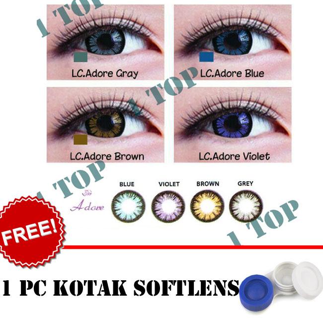 Softlens Living Color Adore : Blue,Brown, Grey, Violet - Kualitas Bagus + FREE Lenscase