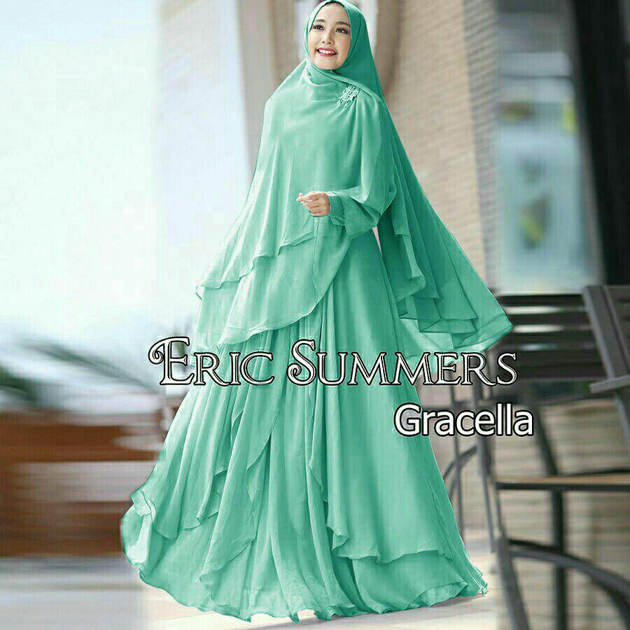 Baju Wanita Muslim Murah-dress gaun gamis syari ceruty polos-busui-size XL-gracella