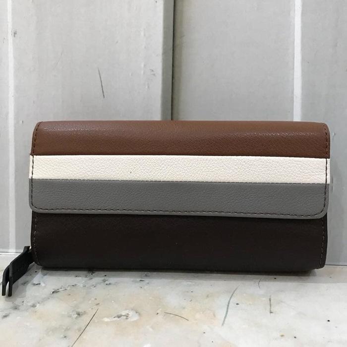 DOMPET WANITA IMPORT FOSSIL Jori Flap Wallet Multi Brown PROMO BRAND - yn70DZ