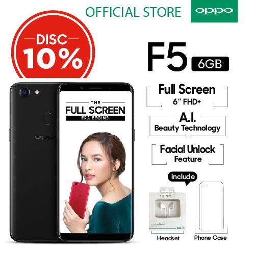 Oppo F5 6GB/64GB Black – Smartphone Full Screen 6” FHD+ (Garansi Resmi Oppo Indonesia, Cicilan Tanpa Kartu Kredit, Gratis Ongkir)