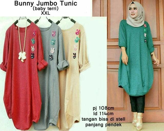 53384 bunny jumbo tunic / baju tunik jumbo / atasan muslim bigsize murah / Baju wanita / baju murah / baju atasan wanita / Baju wanita murah / baju wanita jumbo / baju polos / naju wanita polo