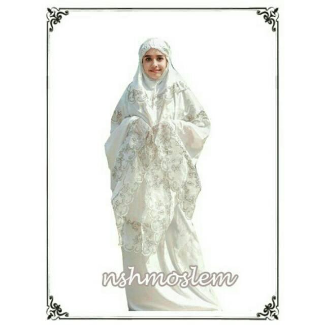 Mukena kd 3 susun sutra putih putih