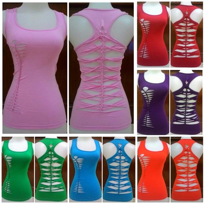 baju senam aerobic zumba sobek tanktop senam sobek yoga unik murah 1