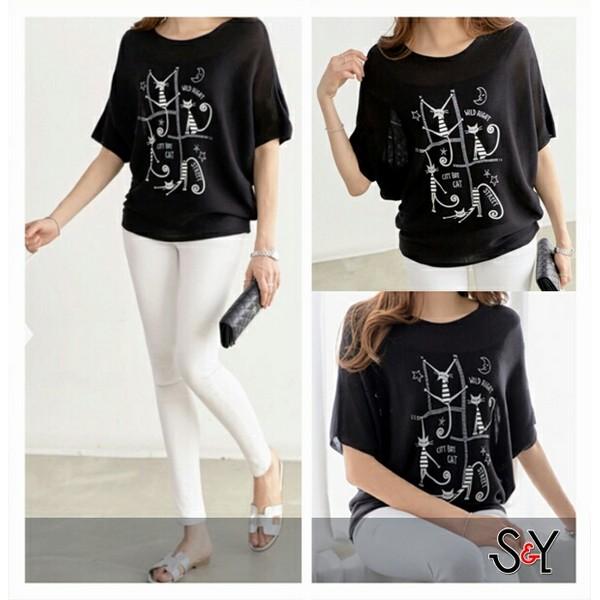 Tanah Abang Fashion Blouse Jumbo wild Catco Batwing Ceer