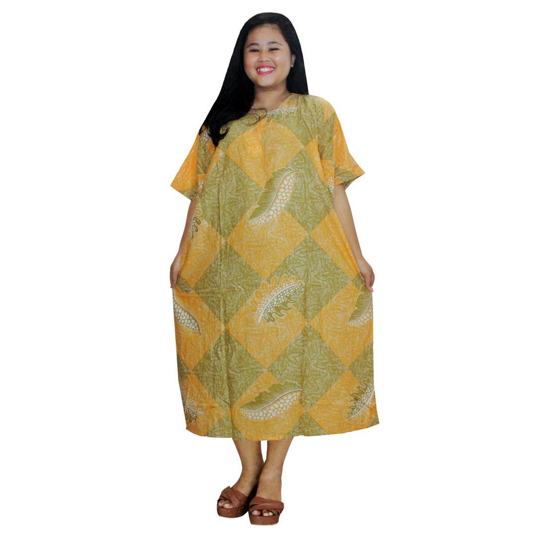 Daster Jumbo Lengan Pendek Batik, Baju Tidur Jumbo, Piyama Jumbo, Kancing, Daster Bumil - Busui (DPT003-60) Batikalhadi Online