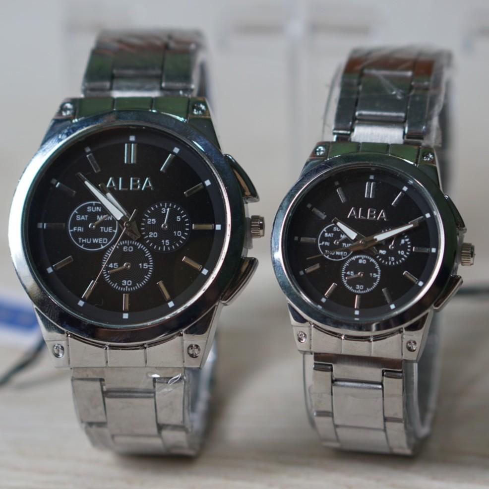 JAM TANGAN MURAH COUPLE MURAH ALBA RANTAI CHRONO VARIASI ROMAWI BERKUALITAS // AL006