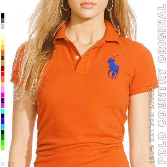 Best Seller!!! POLO COUNTRY Original C3-20 Kaos Polo Cewe Cotton Lycra Orange Keren Terbaru Murah