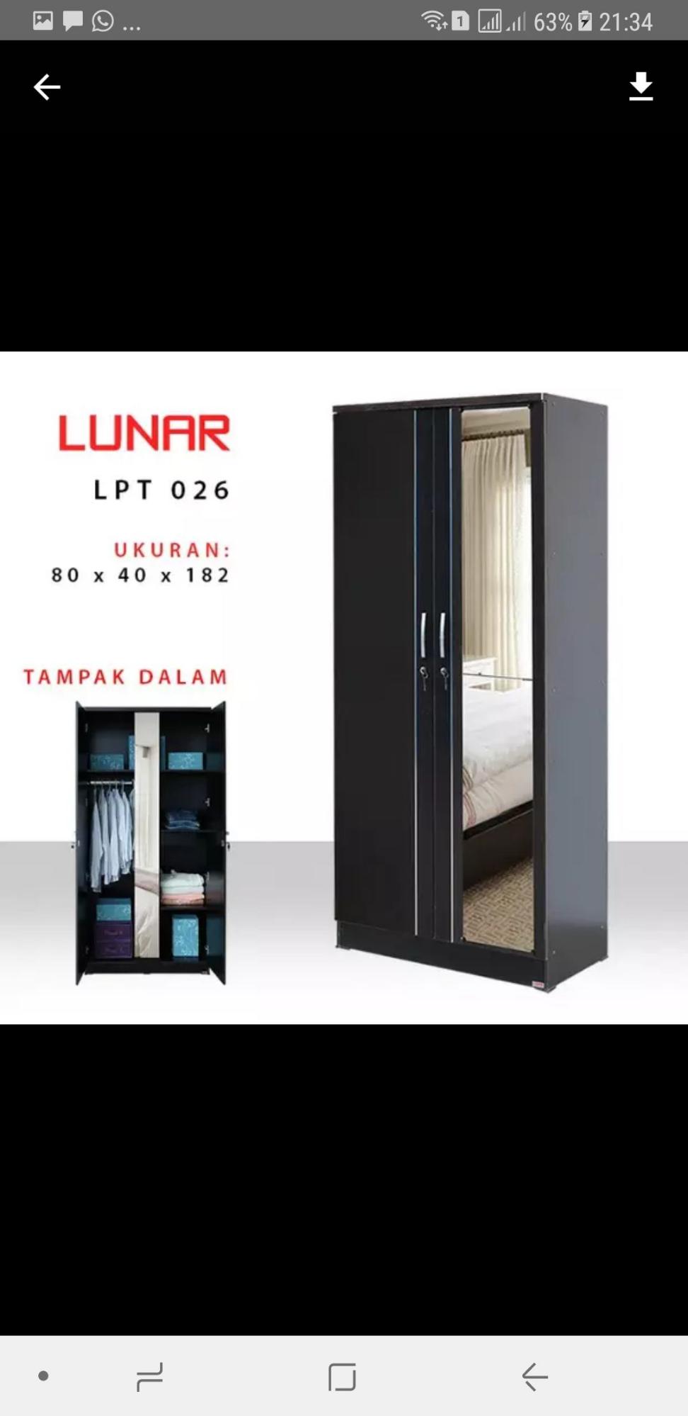 Lemari pakaian 2 pintu full cermin minimalis