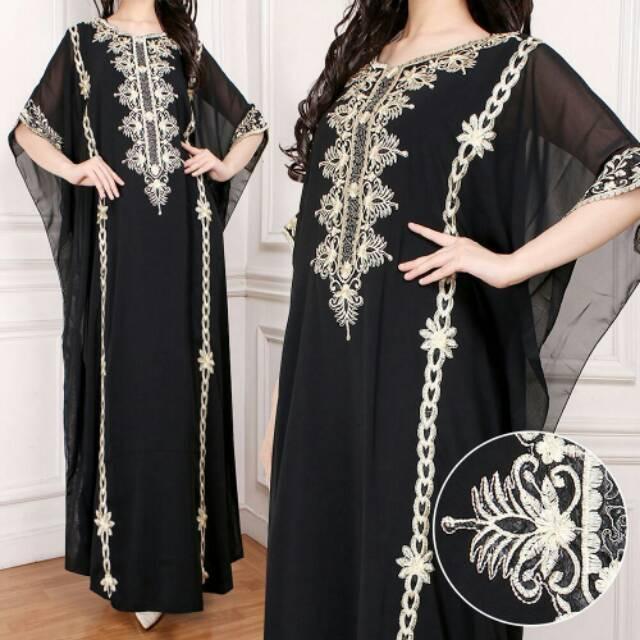 Vshop91jkt - Kaftan Wanita Miiyu Gamis Kaftan Busana Muslim Dress Muslim Long Dress Batwing Busana Muslim Wanita Kaftan Batwing Dress Panjang