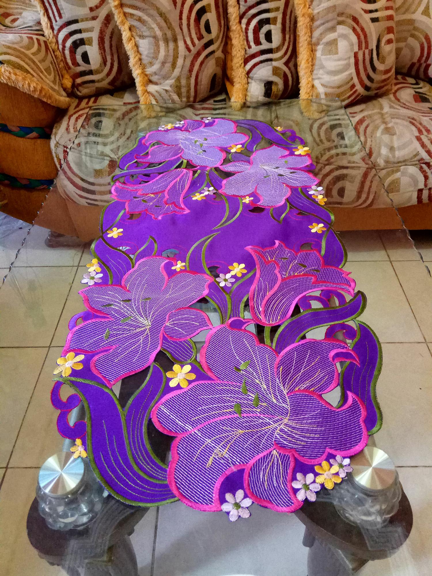 Latulip Placematt/Taplak Meja Tamu Bordir Kerancang Minimalis Oval