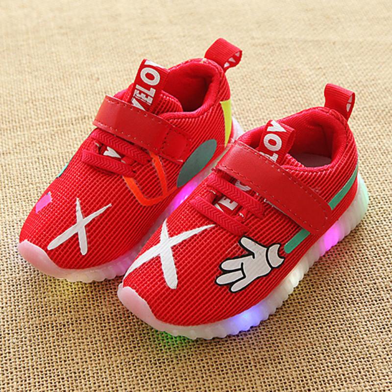 Uniseks Baru Musim Gugur Children Sepatu Dipimpin Lampu Sepatu Anak Laki-laki Gadis Anak Ringan Olahraga Sepatu jaring Bernapas Sepatu Blitz EU21-EU30