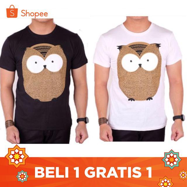 BUY 1 GET 1 Kaos Pria Lengan Pendek Motif Distro / Kaos Distro Pria Motif OWL