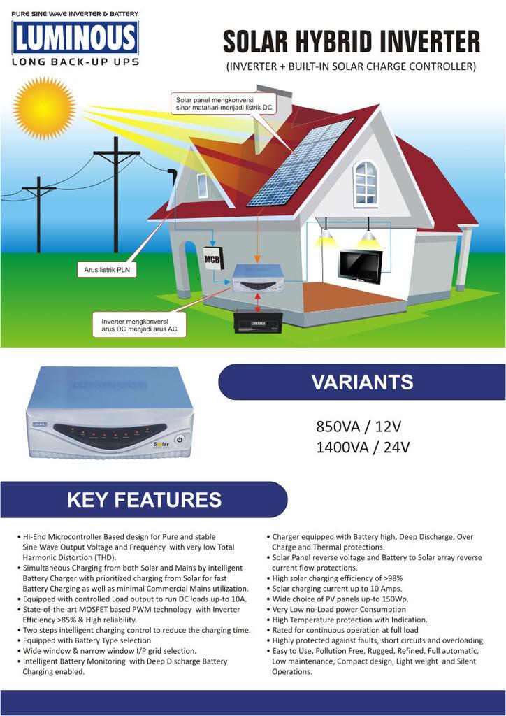 PAKET PLTS HYBRID LUMINOUS 1400VA, SP 1000WP, BATT 200AH 24v