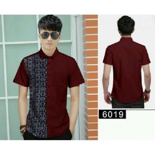 PROMO BAJU - SUPPLIER GROSIR 14195 14196 14197 BAJU KEMEJA BATIK MODERN PRIA DEWASA MODIS TERBARU COWOK LENGAN PENDEK WARNA NAVY HITAM MAROON MURAH GROSIR KEKINIAN BAHAN KATUN