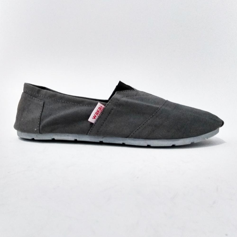 Just Cloth Sepatu Wakai Flatshoes Slip On Polos Pria Wanita Hashigo Polos - Abu Abu