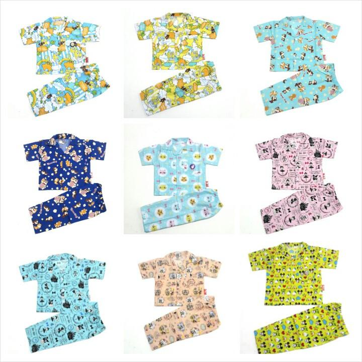 GROSIR Piyama Anak Katun Catra Baju Tidur Anak Katun Catra Lengan Pendek Umur 2 Tahun