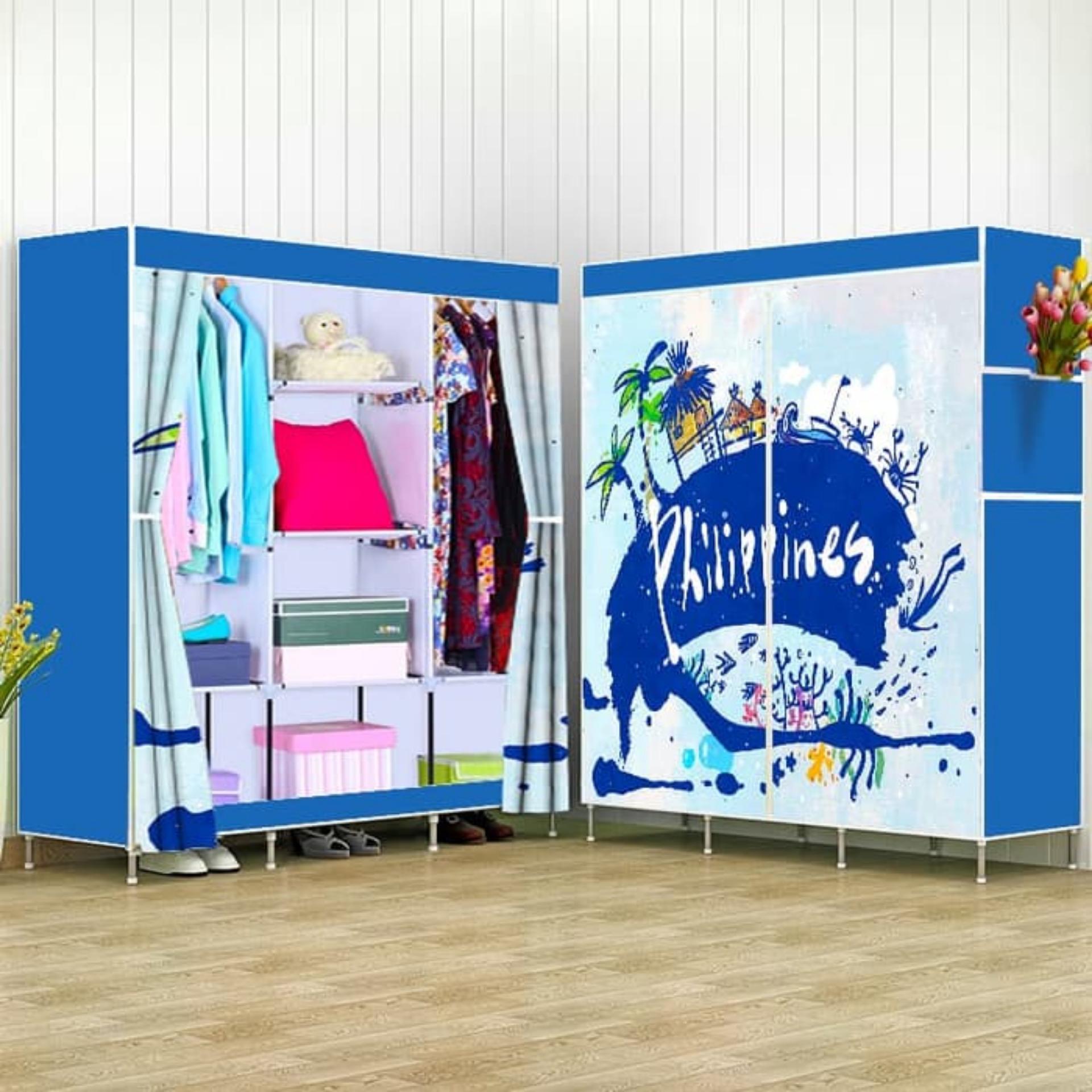 Almari Pakaian Furniture Lemari Baju Lemari Baju Anak Minimalis Lemari Pakaian Anak Murah 3019 Biru 3 Kolom