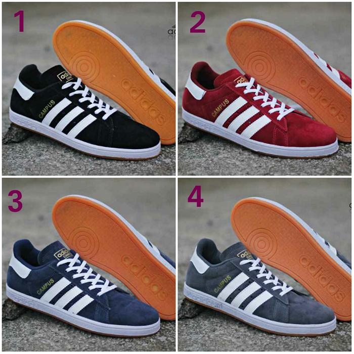Promo Sepatu Sneakers Pria Adidas Campus Casual Kuliah Gratis 1 Kaos Kaki Fashion