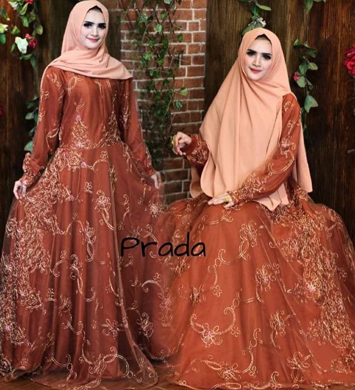 Butik Aisyah Baju Wanita Gaun Dress Gamis Bruklat Pesta Mewah Syari Busui fit XL dan Free Hijab