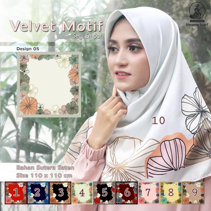 Jilbab Segi Empat Satin Velvet Motif UMAMA - seri : 05