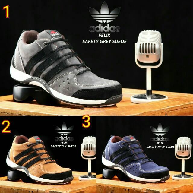 Sepatu Boots Adidas Safety Ujung Besi Gunung Tracking Low Kulit Import Sport Murah Joging Kickers