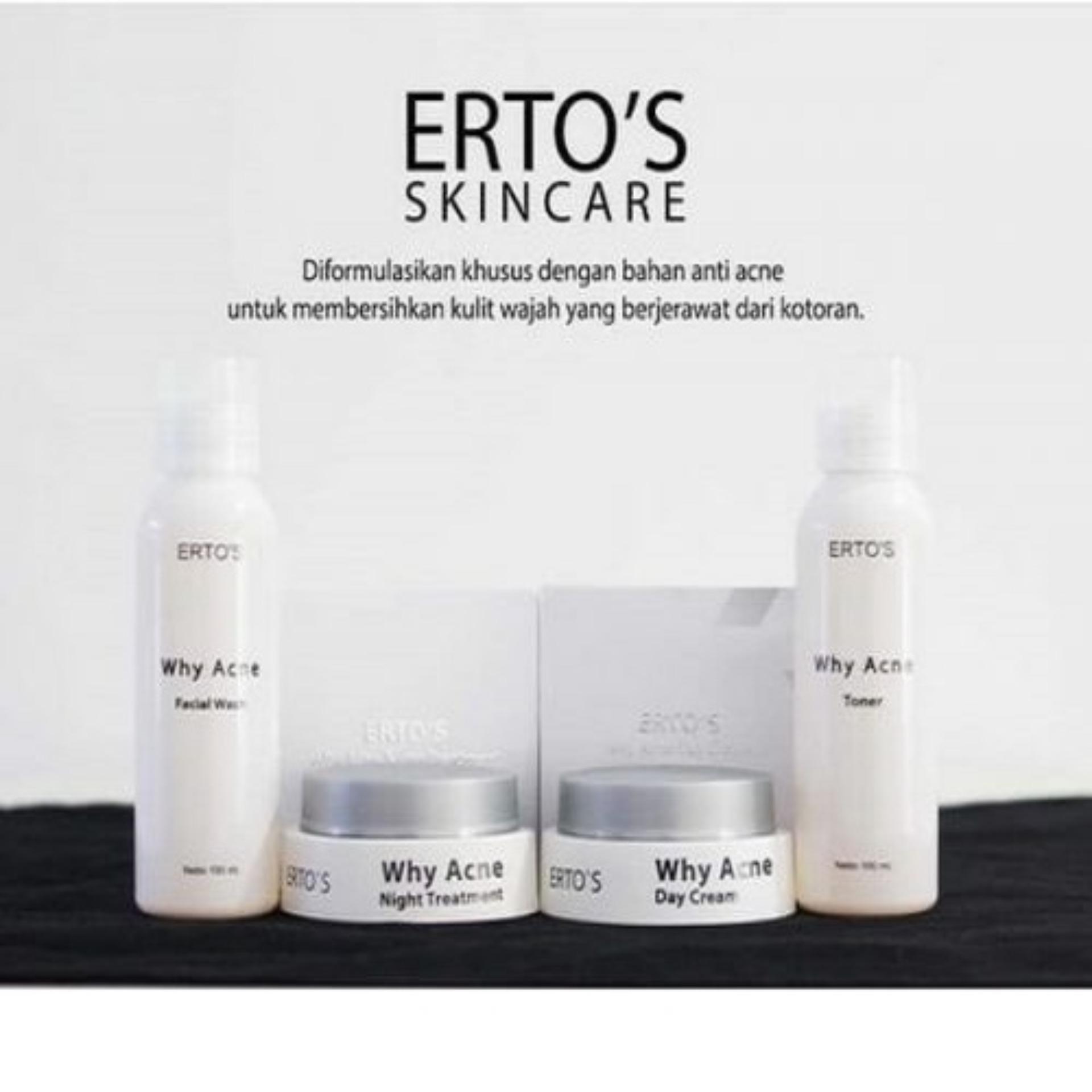 Paket Hemat Ertos Skincare Why Acne - Facial Wash, Night Treatment, Day Cream, Toner by Erto's