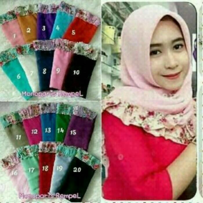 Hijab/jilbab/kerudung segi empat rempel bunga