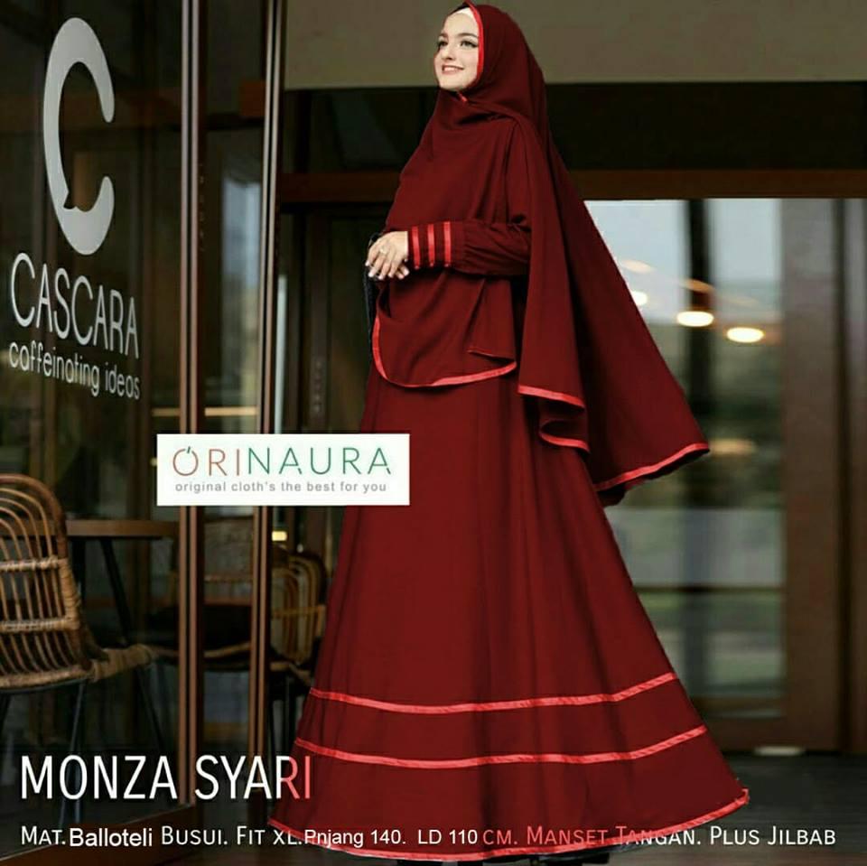 COUPLELOVER- MUSLIM WEAR BUSANA MUSLIM MONZA (LIST PITA VELVET) -XXL SYARI MAXI WANITA MAXI DRESS HIJAB FASHION LONG DRESS MUSLIM