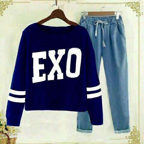 J&C Setelan Exo / Setelan Kaos Wanita / Baju Santai / Setelan Wanita / Kaos Cewek / Celana Panjang Wanita/ Kaos Panjang Wanita / Celana Joger Wanita / Setelan Celana Jogger