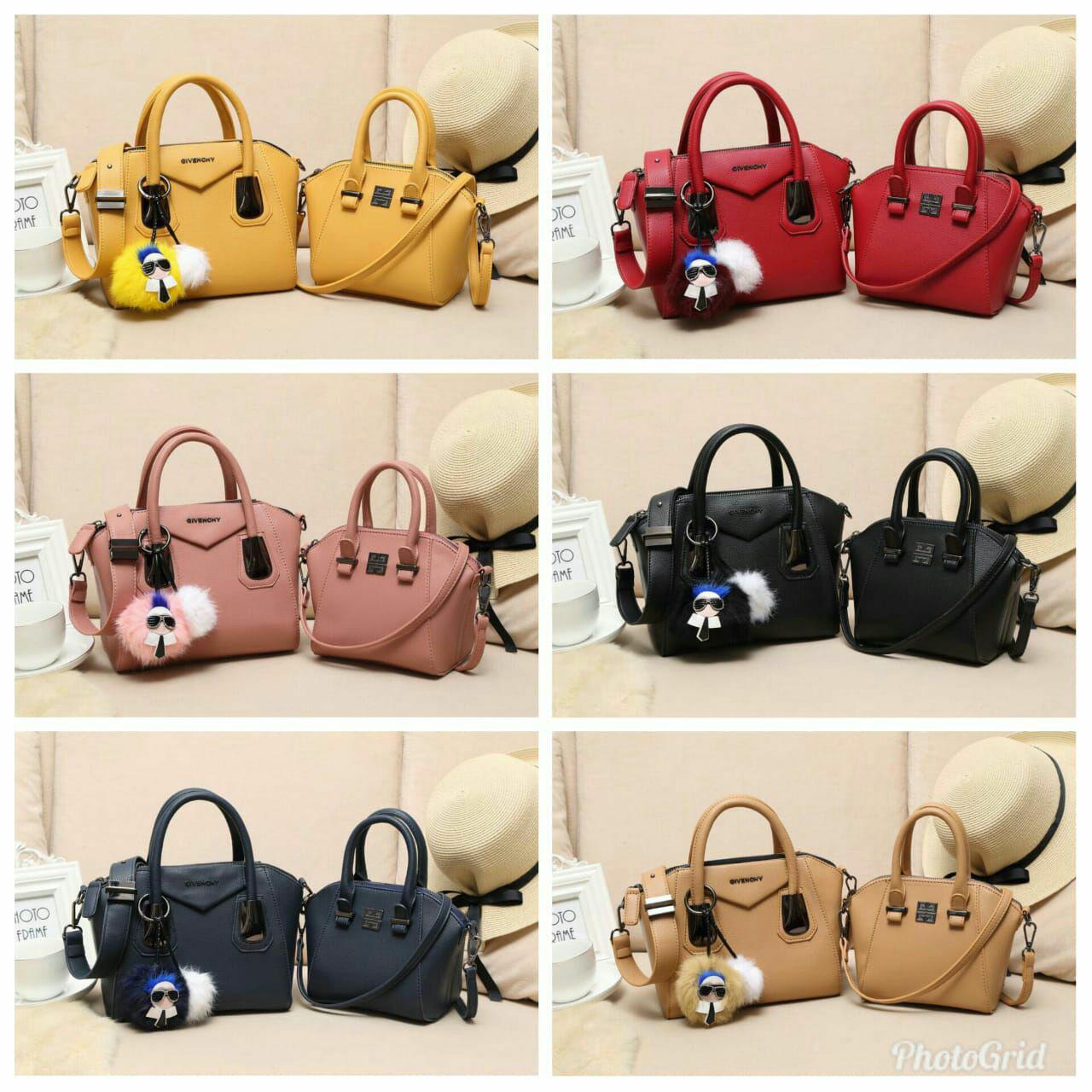 TAS BRANDED BATAM GIVENCHY Antigona Triangle Black Hardware D-3151# ( Set mom & kids )