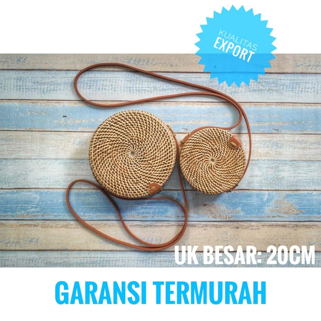 TERMURAH Tas Rotan Ate Bulat Bali Kualitas Export - Tas Raisa - Coklat Polos