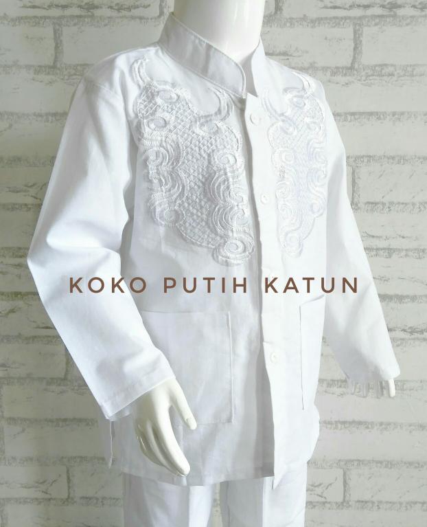 〘LaNGSung dIStRiBUtoR〙 (1-3T) Baju Setelan Koko Putih Anak Batita Bahan Katun Bordir 1-3 Thn