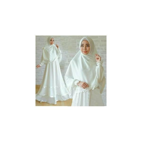 Anggun Syari White Gamis Busui Syari Warna Putih Busana Muslim
