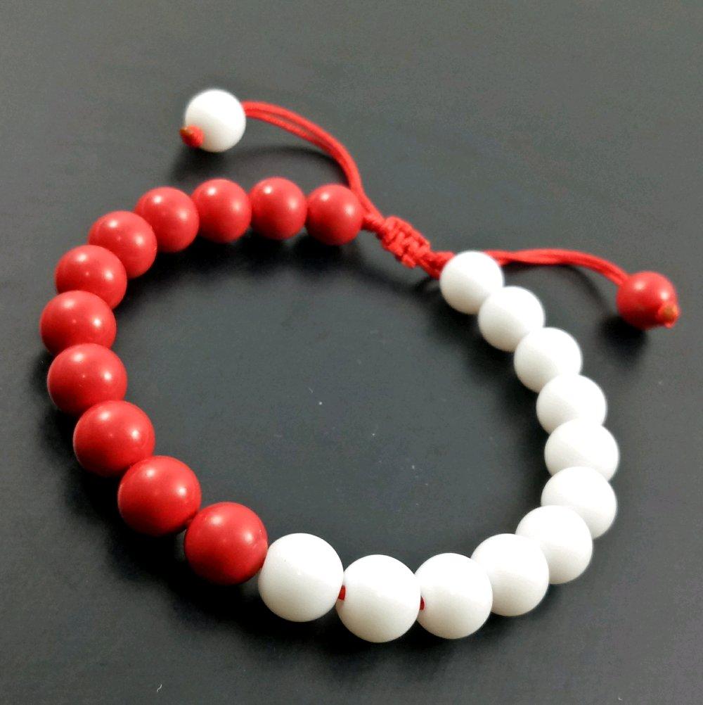 Terbaru Dan Pertama Gelang Tali Batu Merah Putih Dim 8 Mm Model Shambala Sangat Trendy Dan Indonesia Banget