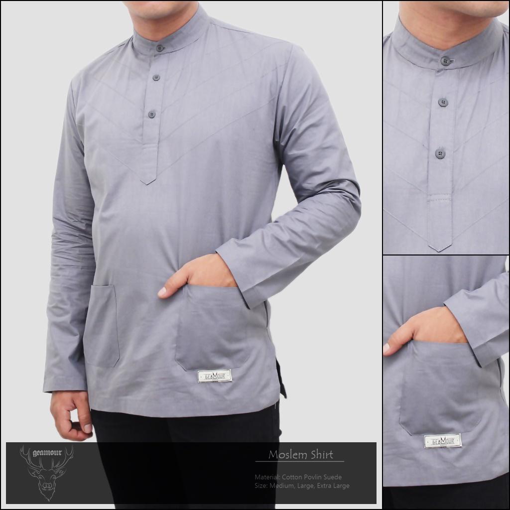 By Azam Baju Muslim Pria - Baju Koko Casual - Cotton Povlin