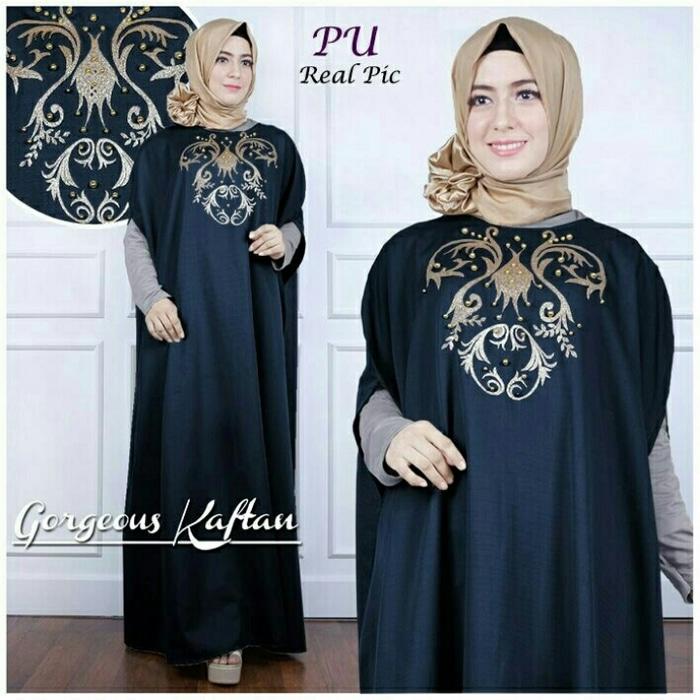 Kaftan Bordir Jumbo Baloteli- Baju Kaftan Jumbo- Gamis Jumbo Navy