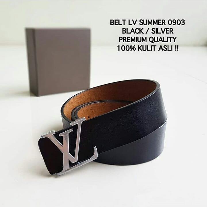 ikat pinggang LV summer 0903 Black logo silver