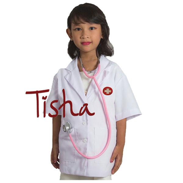 KOSTUM DOKTER UK 3 TANGAN PENDEK (USIA 34 TAHUN)BAJU DOKTER ANAK