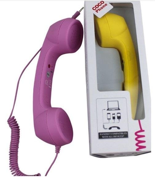 Cocophone Headset Anti Radiasi Hp Laptop Model Gagang Telepon - KSY107 - Pink