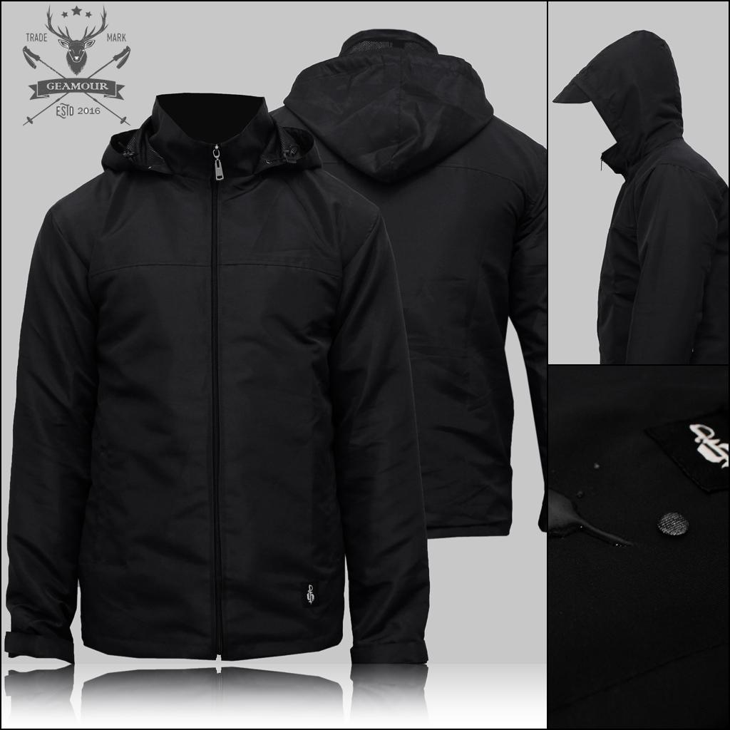 Jaket Taslan OUTDOOR Pria 100% Waterproof PREMIUM Hitam