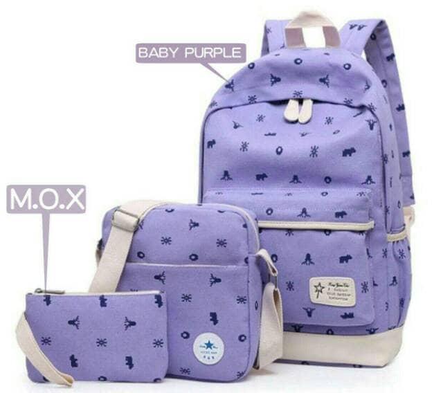 Jual PROMO Tas Ransel Sekolah Anak / Wanita Zodiac 3in1 Grosir Tas Murah 3 Promo