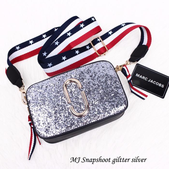Tas MJ Glitters / Marc Jacobs Snapshoot / MJ Silver / Tas Slempang Wanita / Tas Terbaru / Tas Casual Wanita Slempang Bahu