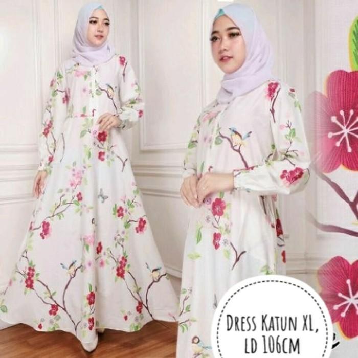 (JNH Shop) Gamis Maxy Bunga Ima White Baju Wanita Bagus Murah Maxi 4 Putih TA