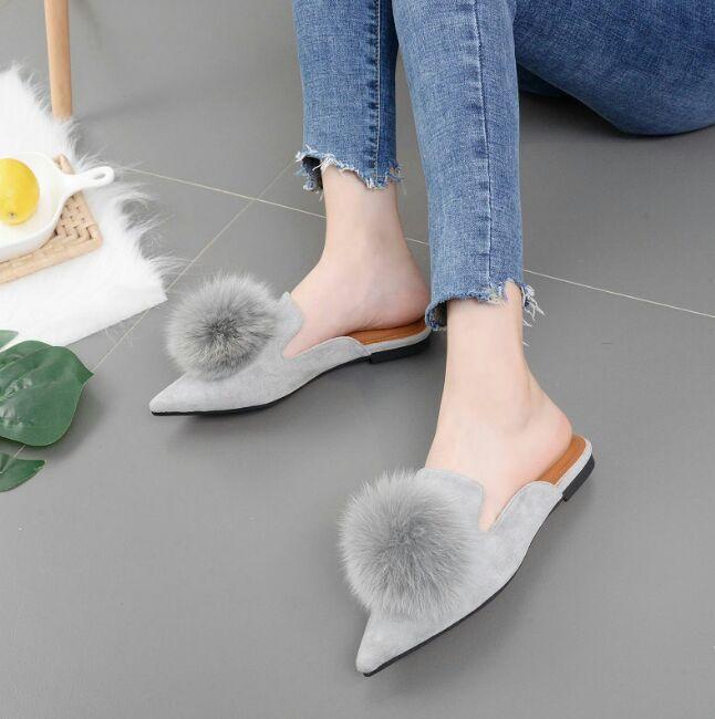 ID-SHOES SLIP ON WANITA SLOP PONPOM