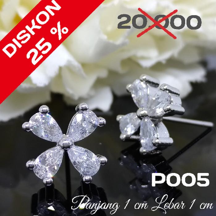 Anting Giwang Zircon Putih Lapis Emas 18 K Perhiasan XUPING P5
