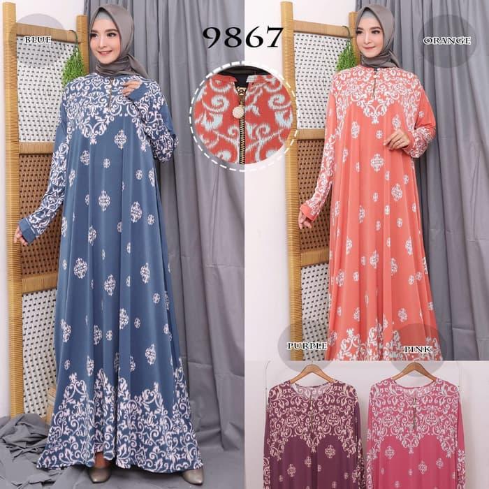 Baju Gamis Wanita Terbaru Gamis Jersey Jumbo 6L 9867