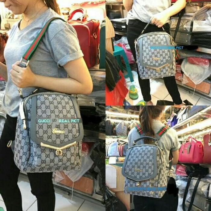 Tas Ransel Kanvas Gucci Wanita Promo Murah Terbaru Limited Coklat - hlRtHE
