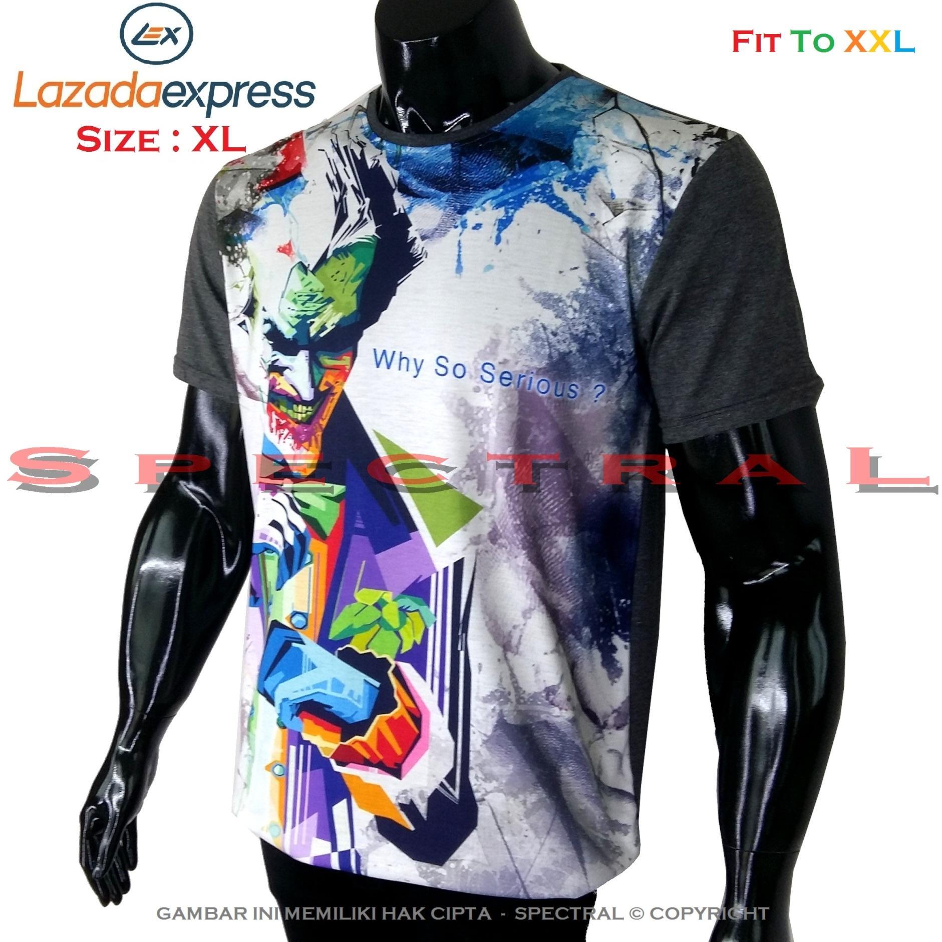 Spectral – 3D JOKER Kualitas HD Printing Size XL Fit To XXL Soft Rayon Viscose Kaos Distro Fashion T-Shirt Atasan Baju Pakaian Polos Pria Wanita Cewe Cowo Lengan Murah Bagus Keren Jaman Kekinian Jakarta Bandung Gambar Marvel Avenger Superman Batman Iron