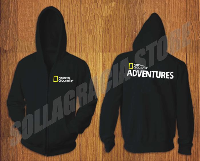 JAKET SWEATER HOODIE ZIPPER NATIONAL GEOGRAPHIC ADVENTURES HITAM