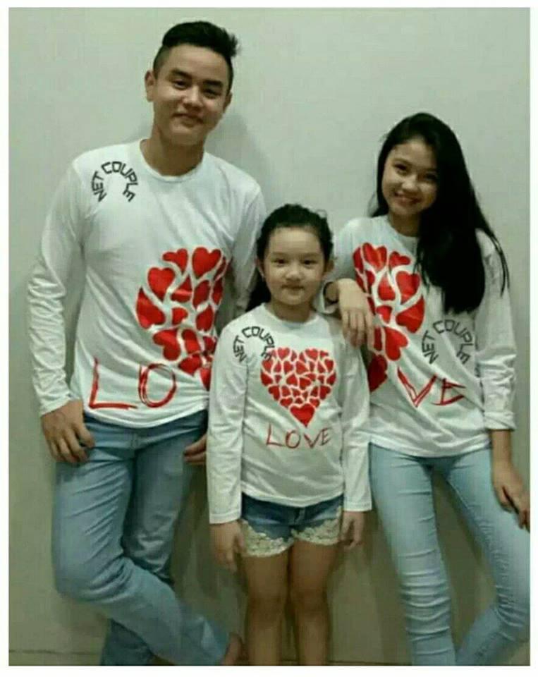 FASHIONFLOWER-BAJU KELUARGA | KAOS FAMILY| FAMILY COUPLE | FASHION FAMILY | BAJU KEMBARAN | KAOS FAMILY COUPLE THREE LOVE 1 ANAK LENGAN PANJANG (AYAH.IBU.ANAK)